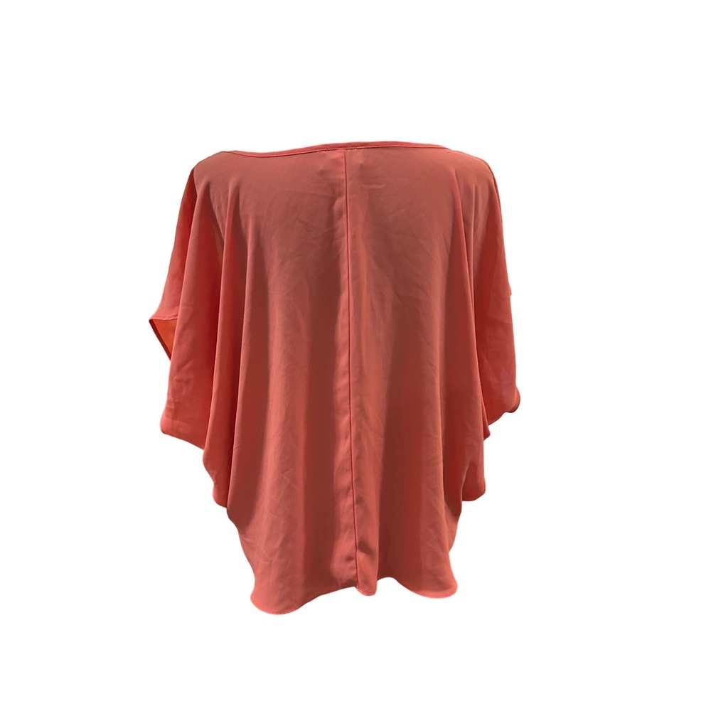 By & By Coral Pink Pleated Scoop Neck Batwing Sleeve Blouse XL - Picture 2 of 4
